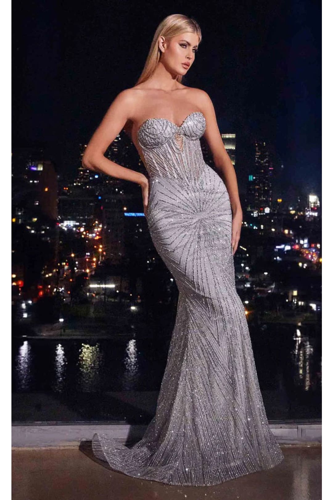 Ladivine Prom Dress Long Formal Evening Gown J871 - Silver / 2 - Prom