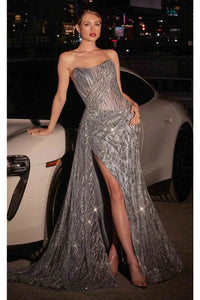 Ladivine Prom Dress Long Formal Evening Gown J872 - Smoky Blue / 2 - Prom Dress