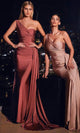 Ladivine PT004 - Ruched Bodice Asymmetric Prom Gown - Prom