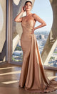 Ladivine PT004 - Ruched Bodice Asymmetric Prom Gown - Prom