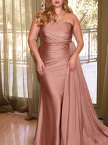 Ladivine PT004 - Ruched Bodice Asymmetric Prom Gown