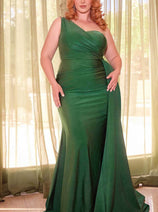 Ladivine PT004 - Ruched Bodice Asymmetric Prom Gown