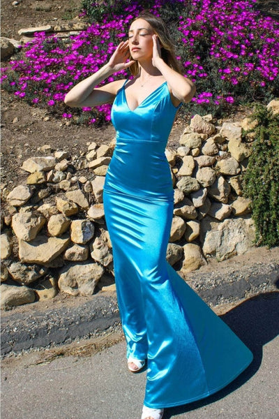 Ladivine SE016 - Satin Backless Long Dress - Prom