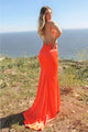 Ladivine SE016 - Satin Backless Long Dress - Prom