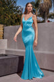 Ladivine SE016 - Satin Backless Long Dress - Prom