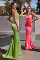 Ladivine SE016 - Satin Backless Long Dress - Prom