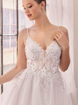 Ladivine SF047 - Jeweled Tulle Cocktail Dress
