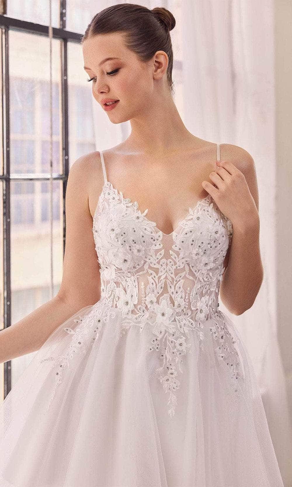 Ladivine SF047 - Jeweled Tulle Cocktail Dress - Prom