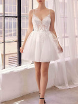 Ladivine SF047 - Jeweled Tulle Cocktail Dress