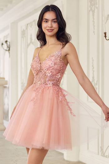Ladivine SF047 Sleeveless Embellished Lace Glitter Cocktail Dress - BLUSH / XXS - Dress