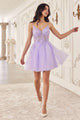 Ladivine SF047 Sleeveless Embellished Lace Glitter Cocktail Dress - LAVENDER / XXS - Dress