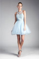 Ladivine UJ0119 Sleeveless Embellished Lace Cocktail Dress - ICE BLUE / XXS - Dress