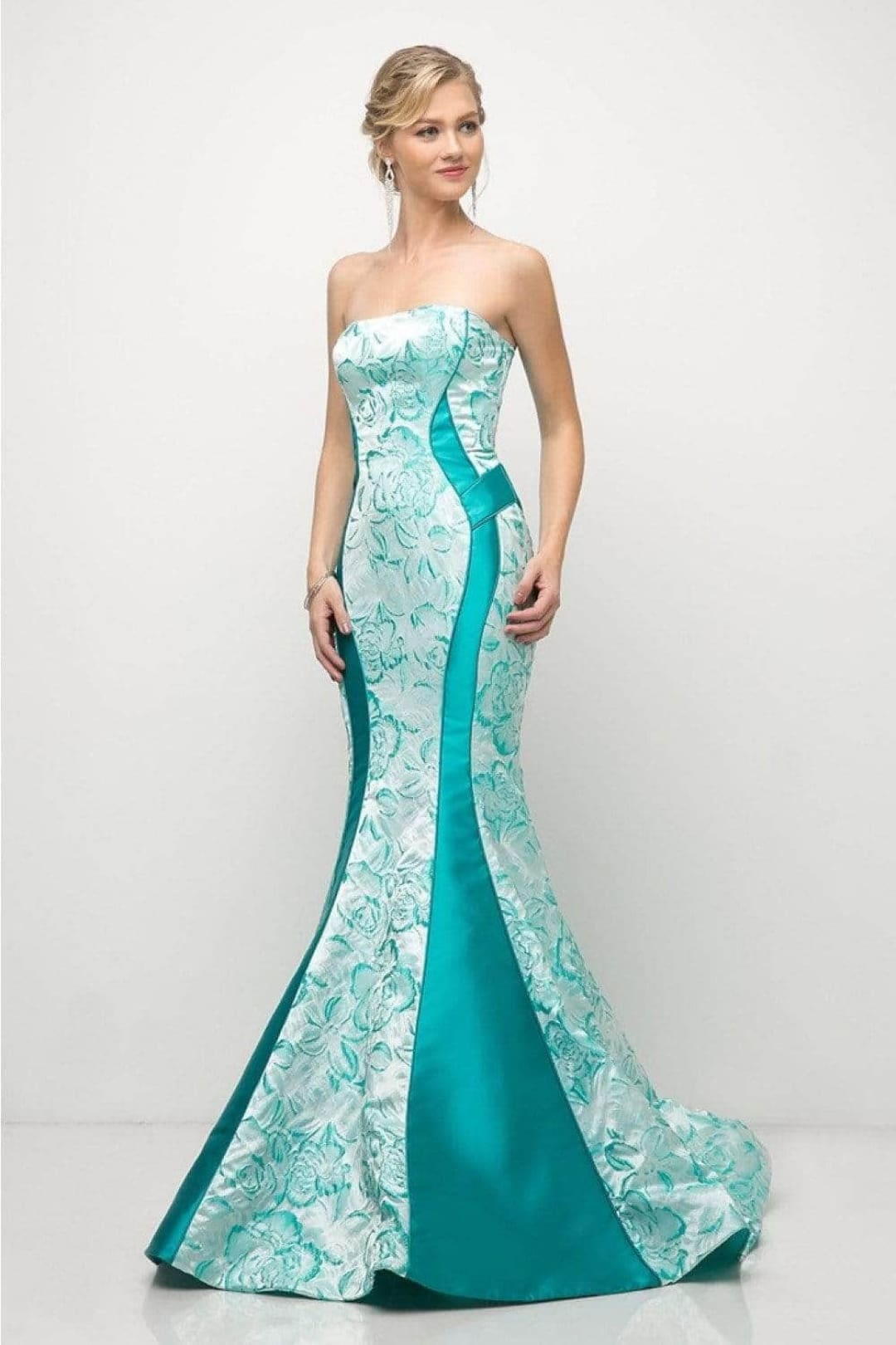 Ladivine US001 Strapless Floral Mermaid Gown - Prom