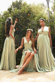 Ladivine 7469 - V-Neck Wide Waistband Evening Dress - Dark Mauve / 4 - Prom
