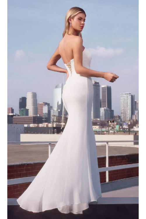 Ladivine White Wedding Dress Long Bridal Gown 7434W - Wedding Dress