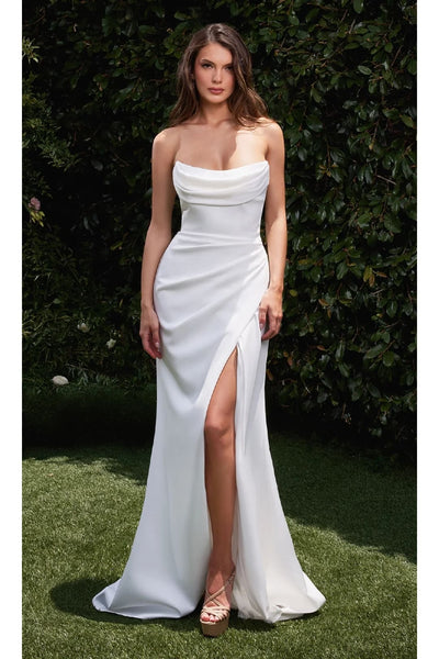 Ladivine White Wedding Dress Long Bridal Gown CD355W - White / 12 - Wedding Dress