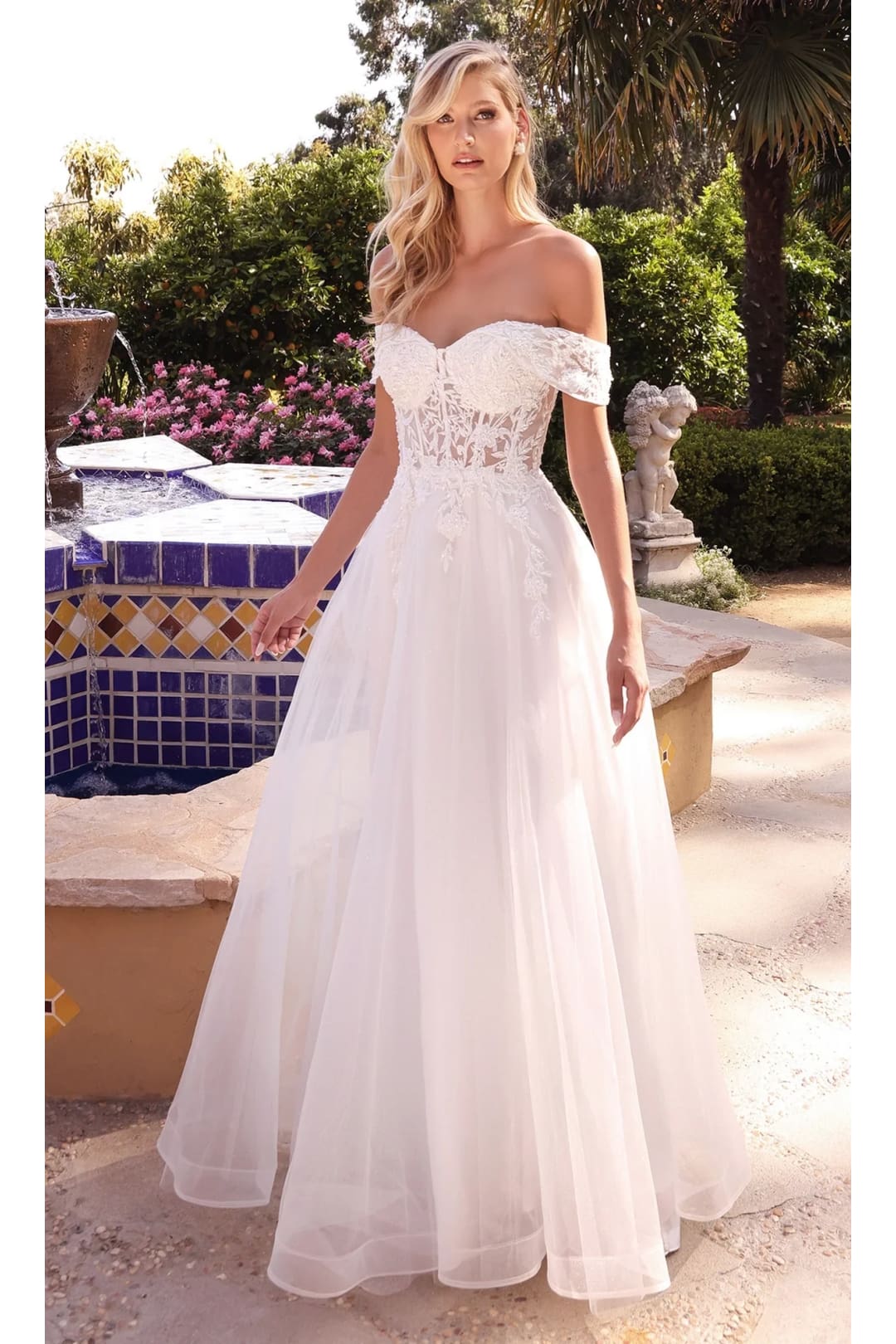 Ladivine White Wedding Dress Long Bridal Gown CD961W - Wedding Dress