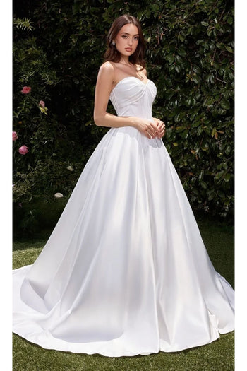 Ladivine White Wedding Dress Long Bridal Gown CDS512W - Wedding Dress