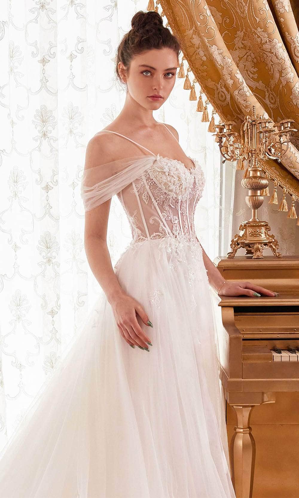 Ladivine WN307 - Embellished Off-Shoulder Bridal Dress - Prom