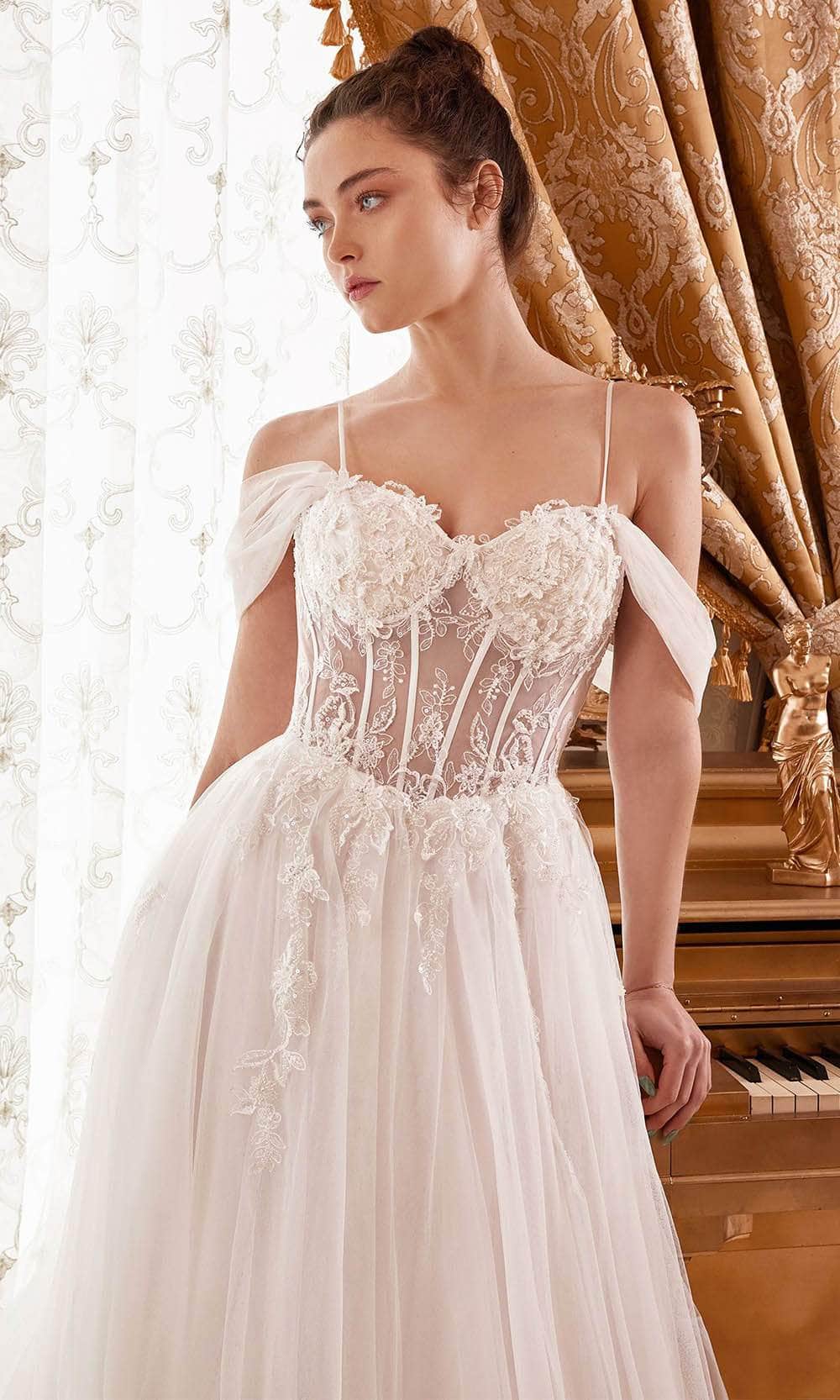 Ladivine WN307 - Embellished Off-Shoulder Bridal Dress - Prom