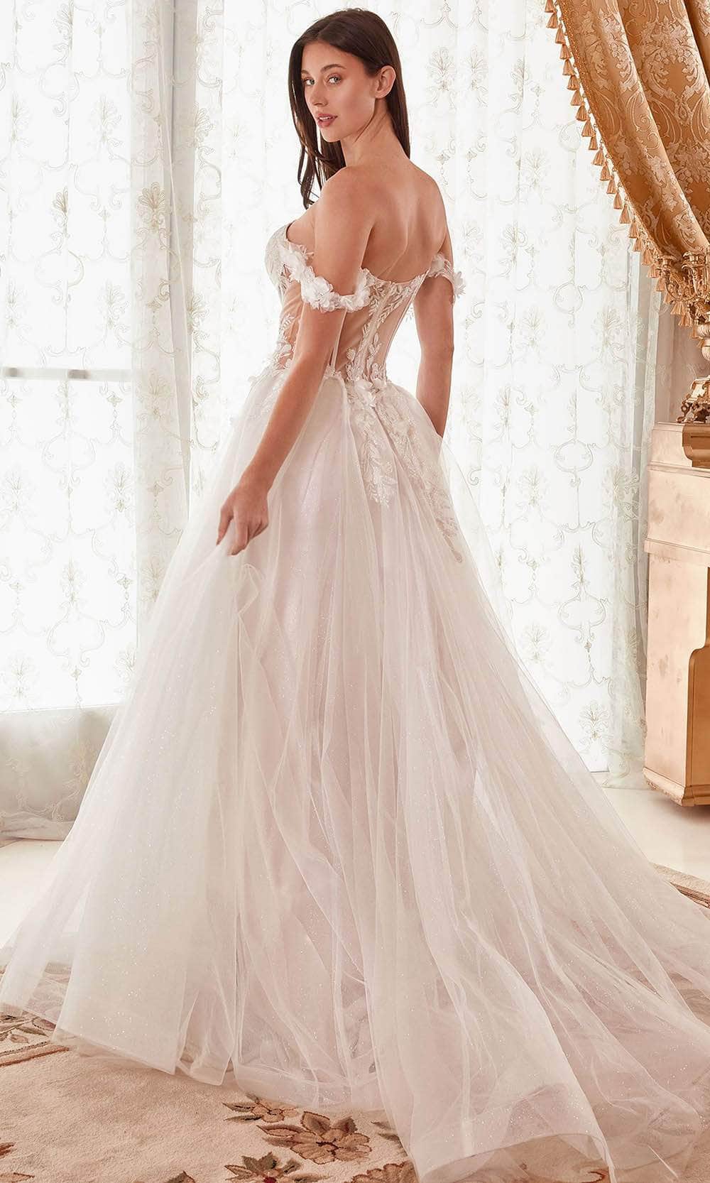 Ladivine WN308 - Floral Off-Shoulder Bridal Gown - Prom