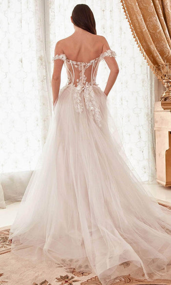 Ladivine WN308 - Floral Off-Shoulder Bridal Gown - Prom