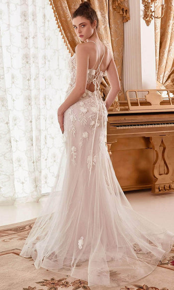 Ladivine WN310 - Sleeveless Straight-Across Bridal Gown - Prom