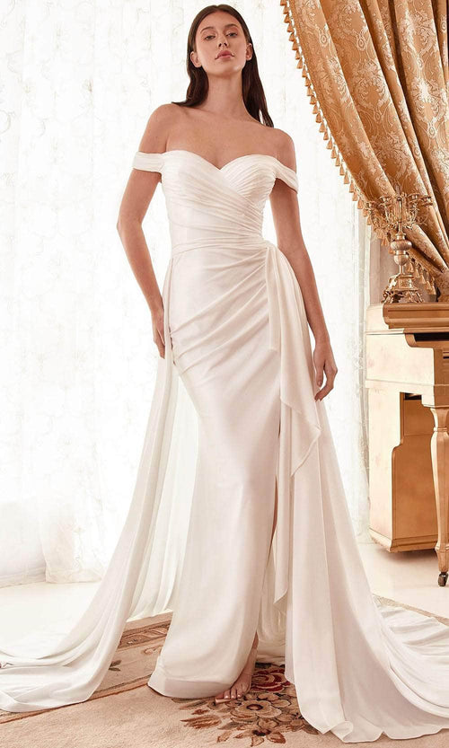 Ladivine WN315 - Off-Shoulder Ruched Bridal Gown - Prom