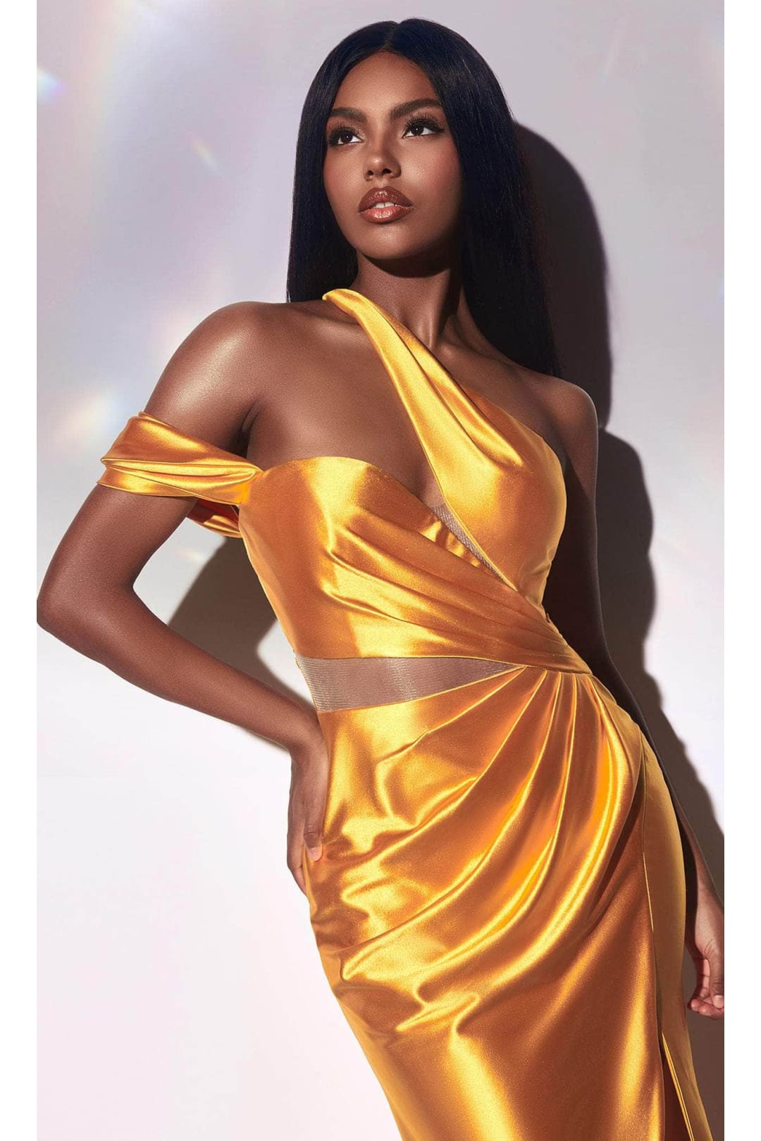 Ladivine Y025 - Asymmetric Off-Shoulder Prom Dress - Prom