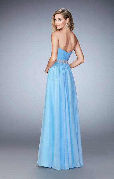 La Femme 22786 Pleated Sweetheart Jeweled Waist A-Line Gown