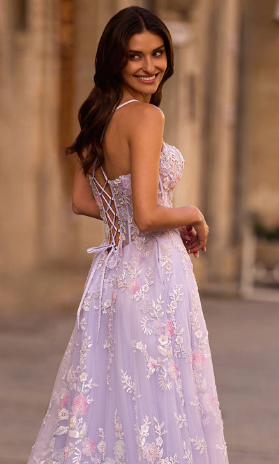 La Femme 32695 Illusion Corset Bodice A-Line Prom Gown