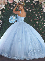 Laya K LK159 Sleeveless Glitter Floral Ball Quinceanera Gown