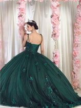Laya K LK159 Sleeveless Glitter Floral Ball Quinceanera Gown