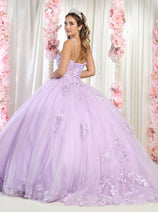 Laya K LK159 Sleeveless Glitter Floral Ball Quinceanera Gown