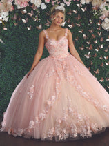Laya K LK159 Sleeveless Glitter Floral Ball Quinceanera Gown