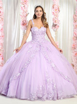 Laya K LK159 Sleeveless Glitter Floral Ball Quinceanera Gown