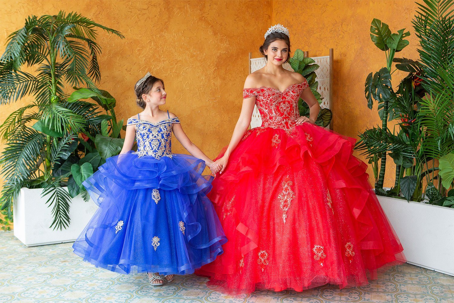 Layered Off-Shoulder Glitter Quinceañera Dress by Calla KY018383