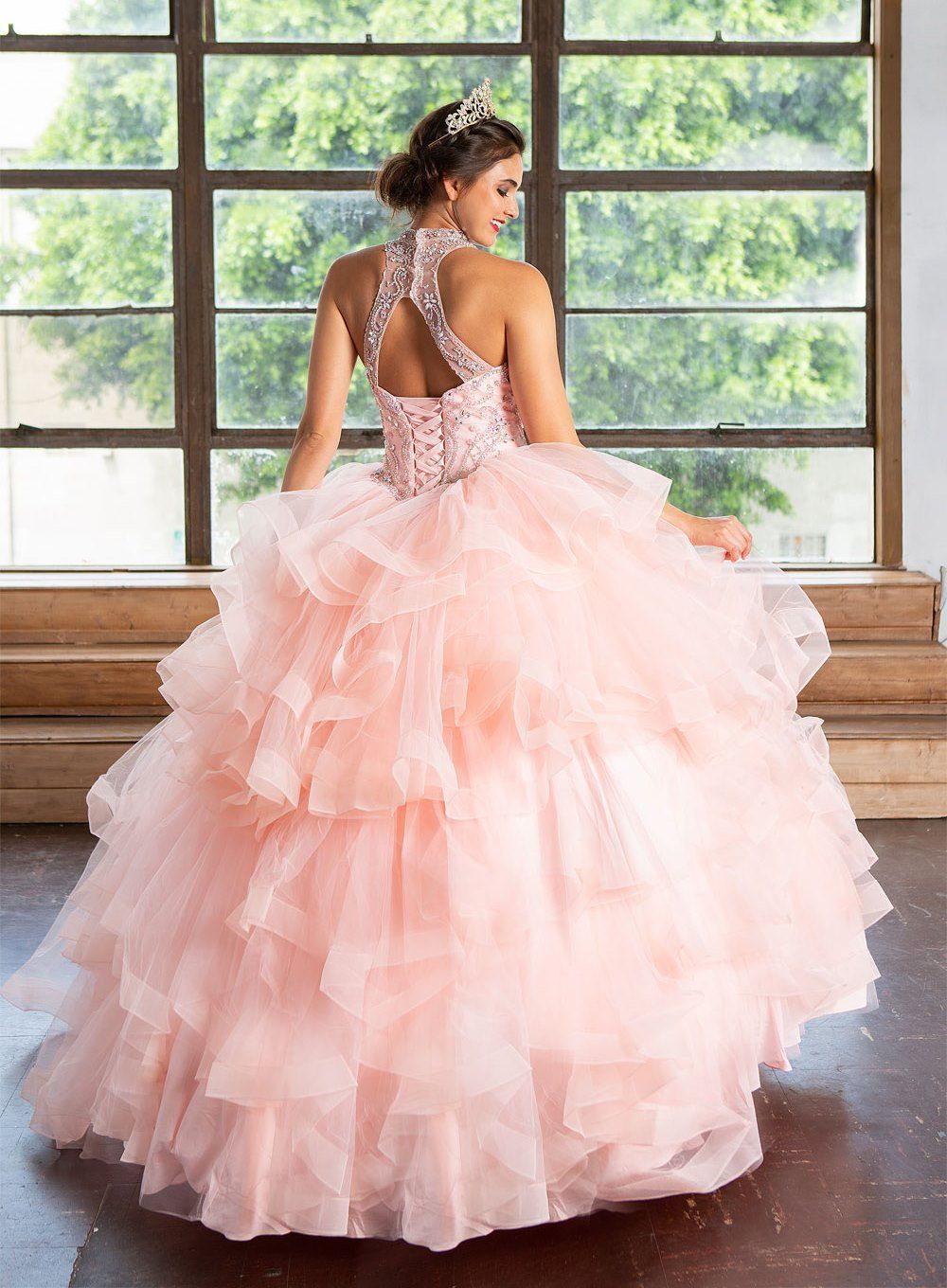 Layered Sleeveless Illusion Quinceanera Dress by Calla KY75178