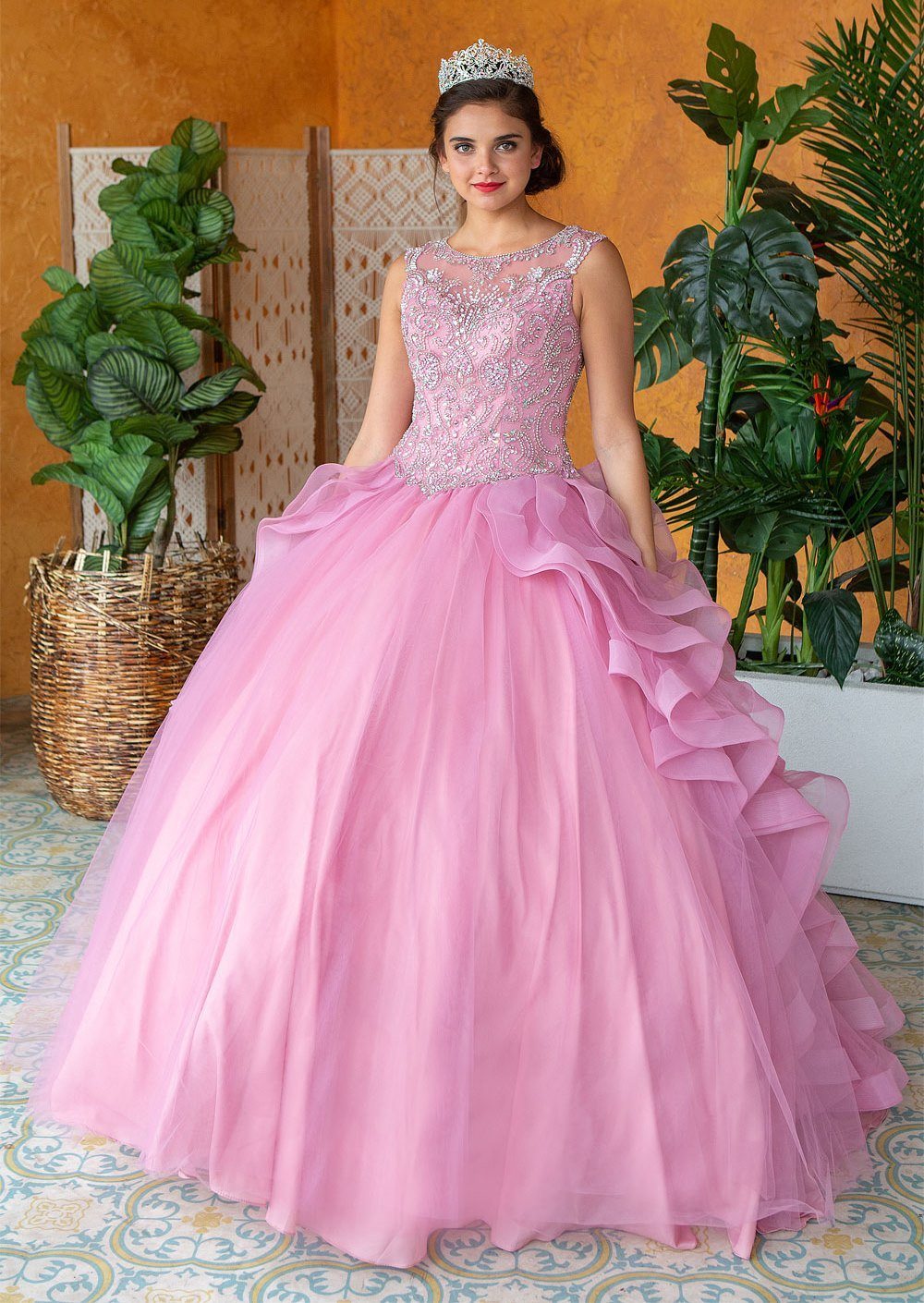 Layered Sleeveless Illusion Quinceanera Dress by Calla KY79288