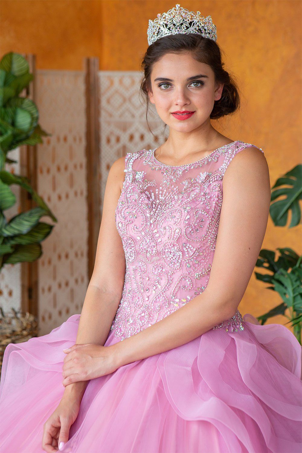 Layered Sleeveless Illusion Quinceanera Dress by Calla KY79288