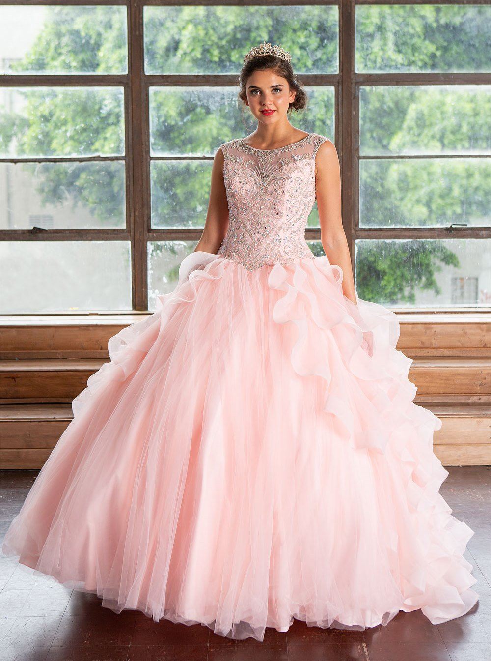 Layered Sleeveless Illusion Quinceanera Dress by Calla KY79288