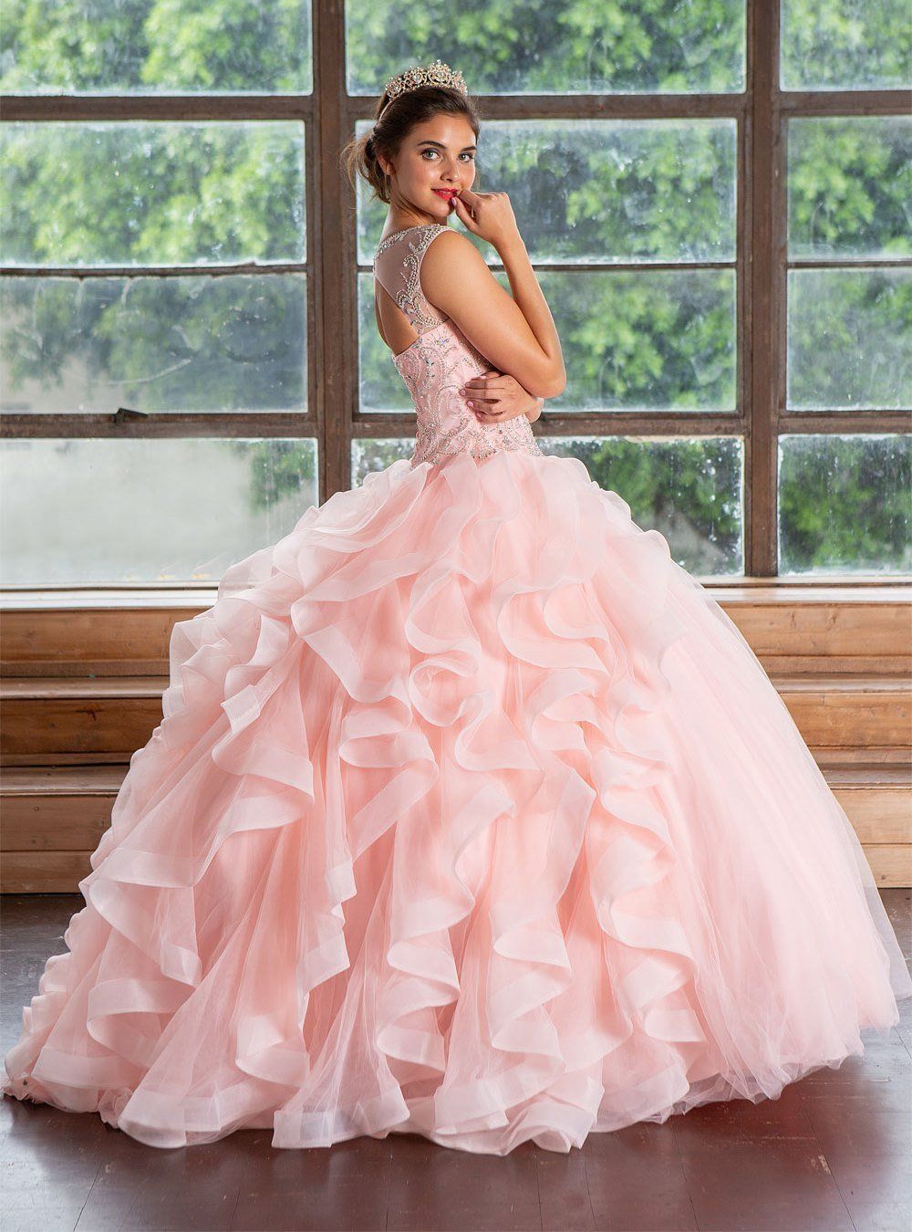 Layered Sleeveless Illusion Quinceanera Dress by Calla KY79288