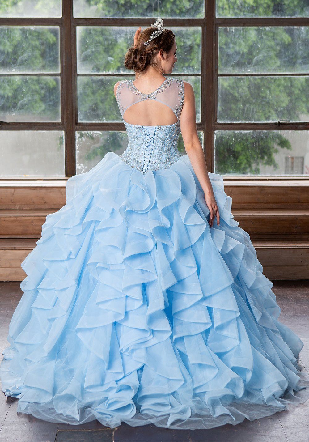 Layered Sleeveless Illusion Quinceanera Dress by Calla KY79288