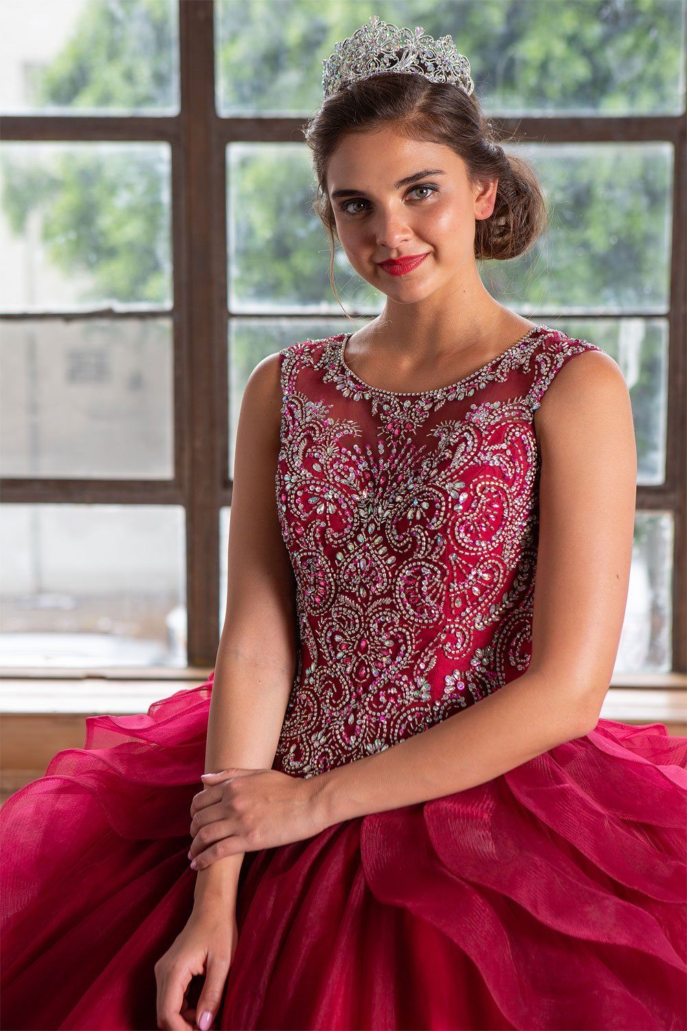 Layered Sleeveless Illusion Quinceanera Dress by Calla KY79288