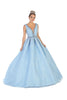 Sleeveless V-Neck Ball Gown - Baby Blue / 4