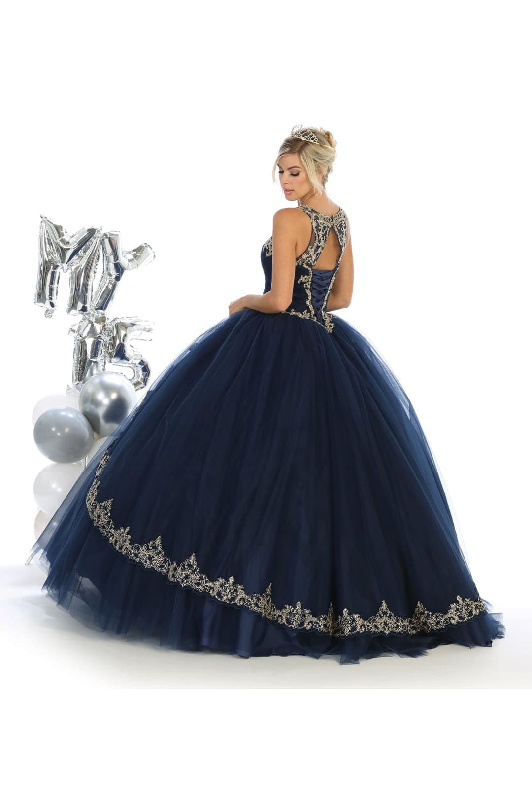 Sleeveless Embroidered Ball Gown
