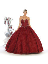 Layla K LK126 Burgundy Sweetheart Corset Plus Size Quince Ball Gown
