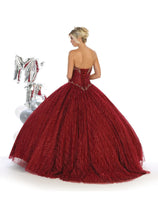 Layla K LK126 Burgundy Sweetheart Corset Plus Size Quince Ball Gown