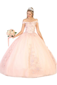 Off The Shoulder Ball Gown - BLUSH / 4