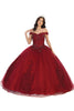 Off The Shoulder Ball Gown - BURGUNDY / 4